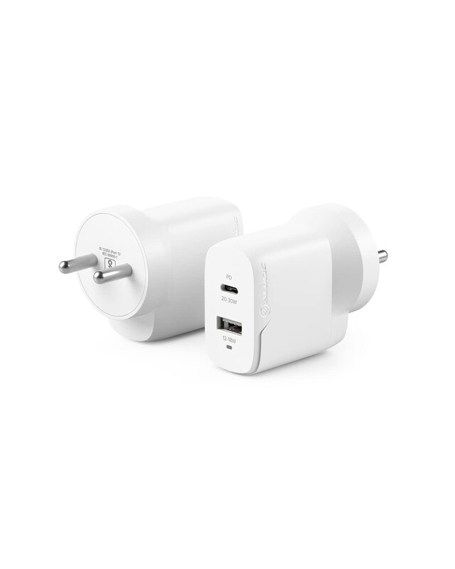 ALOGIC 2x32 Rapid Power 32W GaN Charger โ USB-C (20W) + USB-A (12W) | WCG2X32-IND ALOGIC 2x32 Rapid Power 32W GaN Charger โ USB-C (20W) + USB-A (12W) | WCG2X32-IND