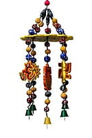 EELIKA Wooden Jhoomar handmade and handpainted Wind Chimes with beautiful symbols, beads and bells for home and balcony (both indoor and outdoor) || positive energy || home decor