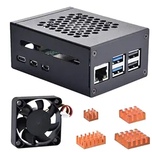 52Pi Raspberry Pi 5 Aluminum Black Case with Built-in Heat Dissipation Column and Heatsinks