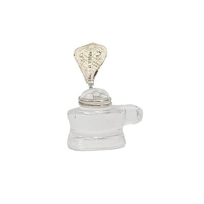 Spatik Linga with Silver Naga Idol Spatik Linga with Silver Naga Idol