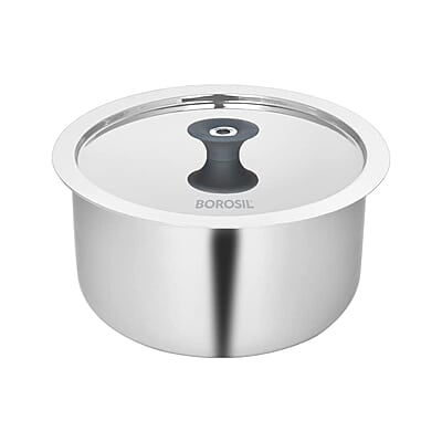 Borosil Cookfresh Tri-ply Stainless Steel Tope with Lid, Induction Friendly, 1.5 L, 16 cm Dia