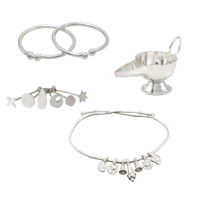 terling silver Gift set for Born Babies-(Anklet/Kolusu, Hip chain