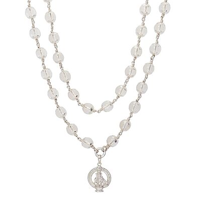 Sphatika Mala with Ayyappan (Iyyappan) Pendant – Pure Quartz Crystal Mala Sphatika Mala with Ayyappan (Iyyappan) Pendant – Pure Quartz Crystal Mala