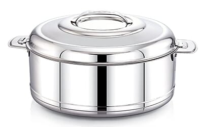 TWIN BIRDS Helio Stainless Steel Casserole for Roti | Steel Tiffin Box | Insulated Casserole 1500ml | Hotpot | Stainless Steel Serving Dish| Double Walled Stainless Steel Casserole | Hot & Cold