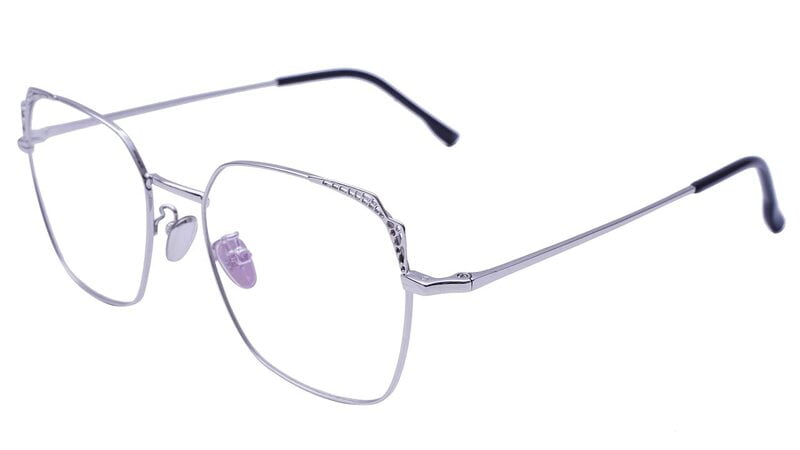 Female Medium Square Spectacle Frame. Silver Color Metal Frame Female Medium Square Spectacle Frame. Silver Color Metal Frame