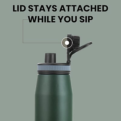 Borosil Hydra GoSports 900 ml Stainless Steel Wate Bottle | Double Wall Vacuum Insulated Flask, Black | 14 Hrs Hot & 18 Hours Cold | Ideal for Personal & Corporate Gifting