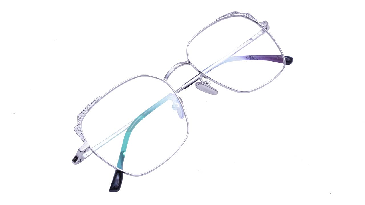 Female Medium Square Spectacle Frame. Silver Color Metal Frame
