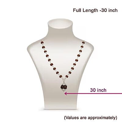 Silver Caped Rudraksha Mala/Chain with Rudraksham Pendent/Dollar