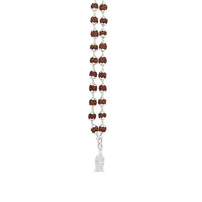 Silver Five Face Rudraksha Mala with Murugan Pendant Silver Five Face Rudraksha Mala with Murugan Pendant
