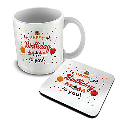 Happy Birthday to You Printed Ceramic Coffee Mug with Coaster Happy Birthday to You Printed Ceramic Coffee Mug with Coaster