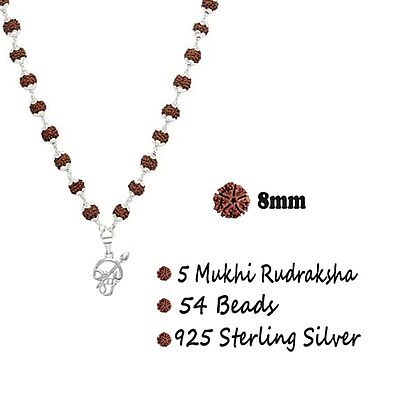 Original Rudraksha Mala in Silver with Om Pendant | Certified