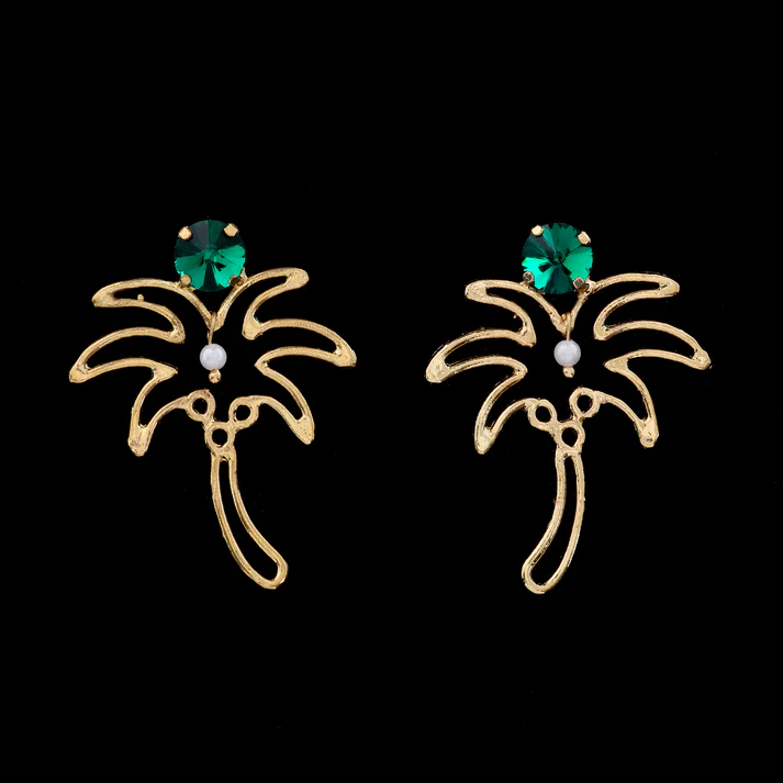 Anti-Tarnish Palm Tree Necklace Set With Earrings Anti-Tarnish Palm Tree Necklace Set With Earrings