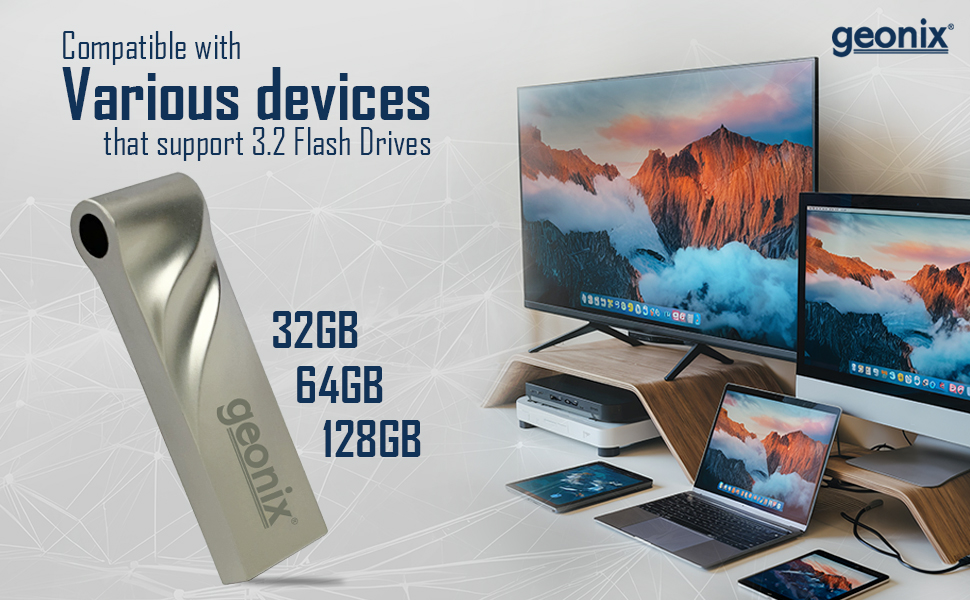 ​Geonix 64GB USB 3.2 Pen Drive, Lightweight Keyring Design,Grey-GXPDU64GB