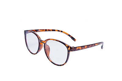 Soigné Unisex Large Round Spectacle Frame. Leopard Print