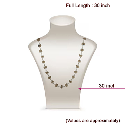 Silver Thulasi Mala: 925 Caped Beads, 30 Inches Silver Thulasi Mala: 925 Caped Beads, 30 Inches