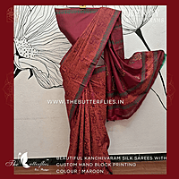 HAND PAINTED PURE KANCHIVARAM SOFT SILK SAREE  CUSSSIL23504 HAND PAINTED PURE KANCHIVARAM SOFT SILK SAREE  CUSSSIL23504