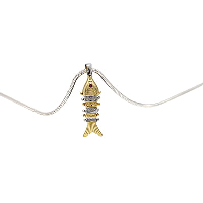 Sterling Silver Fish Pendant | Golden colour Finish