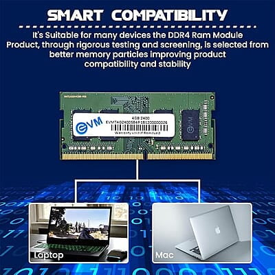 EVM 4GB DDR4 2400MHz So-DIMM Laptop Memory Ram (EVMT4G2400S84P)