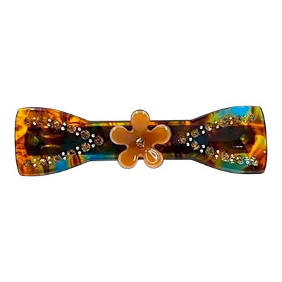 Acetate Hair Barrette with Floral Accent