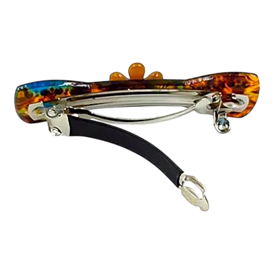 Acetate Hair Barrette with Floral Accent