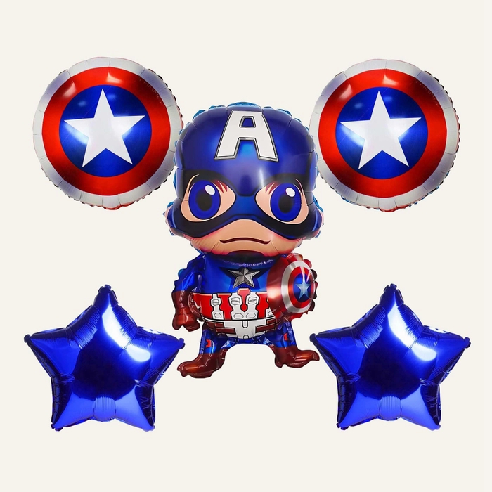 5 PC Captain America Theme Foil Balloon 5 PC Captain America Theme Foil Balloon
