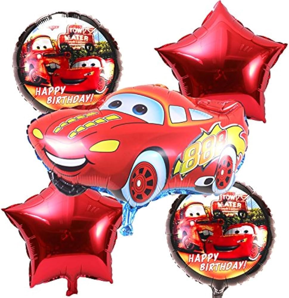 5 PC Cars Theme Foil Balloon 5 PC Cars Theme Foil Balloon