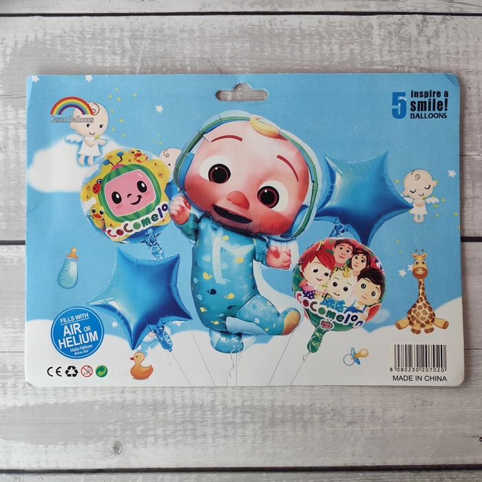 5 PC Cocomelon Theme Foil Balloon 5 PC Cocomelon Theme Foil Balloon