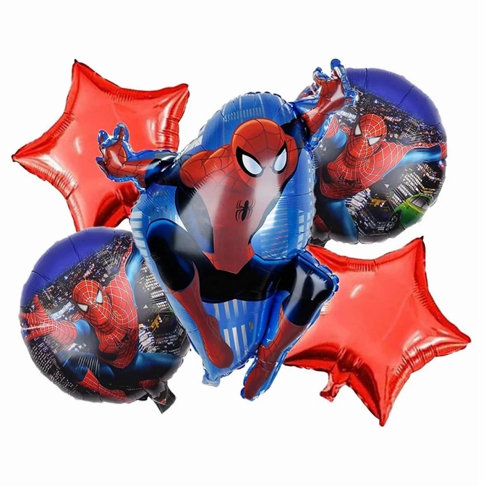 5 PC Spiderman Theme Foil Balloon 5 PC Spiderman Theme Foil Balloon