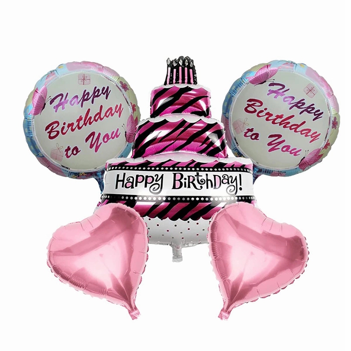 5 Pc Birthday Cake Foil Balloon 5 Pc Birthday Cake Foil Balloon