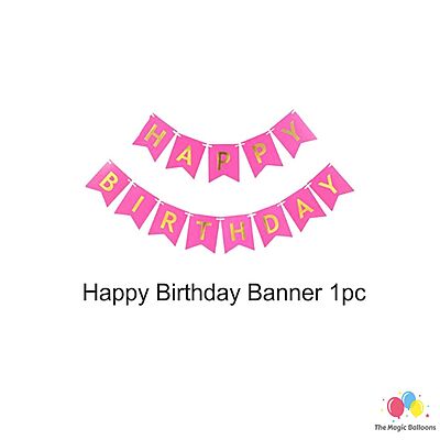 The Magic Balloons- Printed Flamingo Theme Party Decoration Combo Kit for Theme Party, Birthday, House Party Decoration Combo 38 pcs, Foil 5 pcs set, 2 Foil Curtain 1 Banner and 30 Balloons-