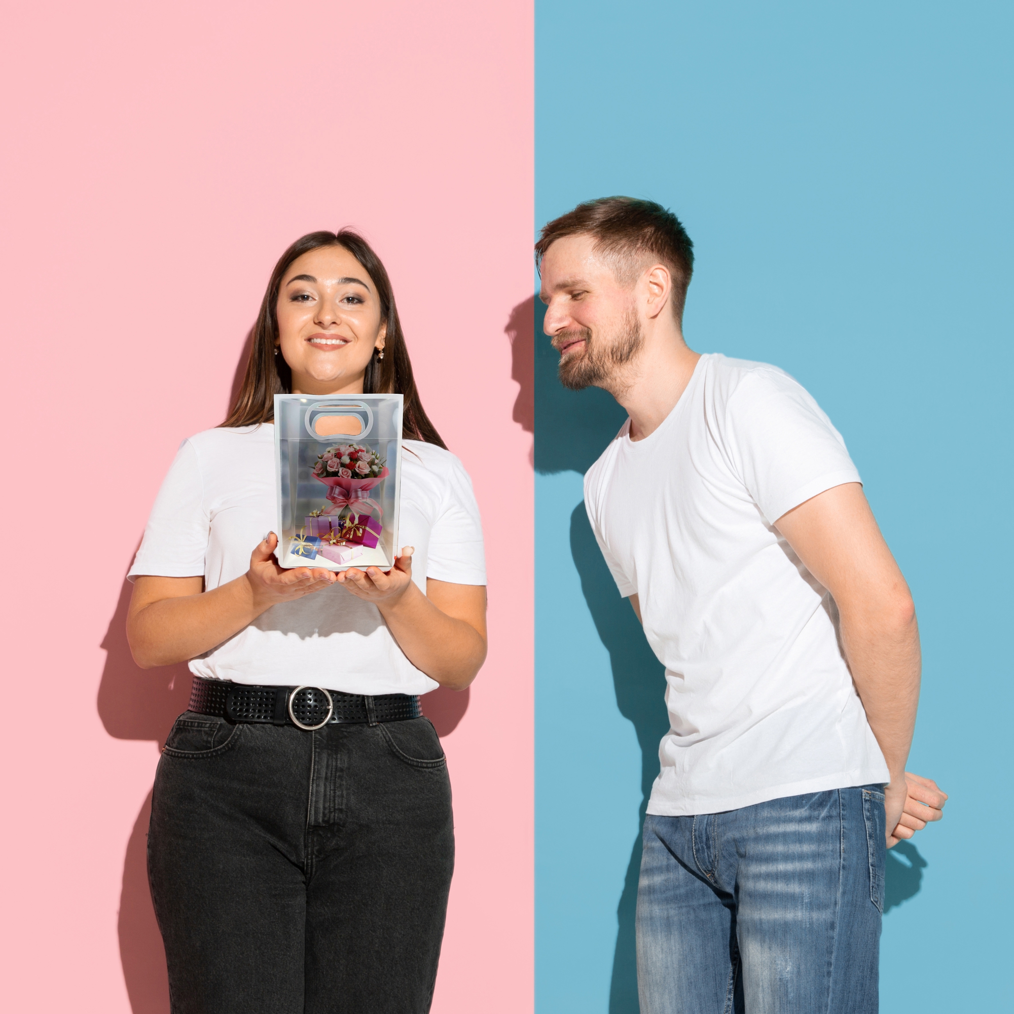 Small Size -6 Pcs White Transparent Goodie Bags – Clear Gift Bags for Valentine's Day Wedding Return Gifts Birthday Party Festivals Events