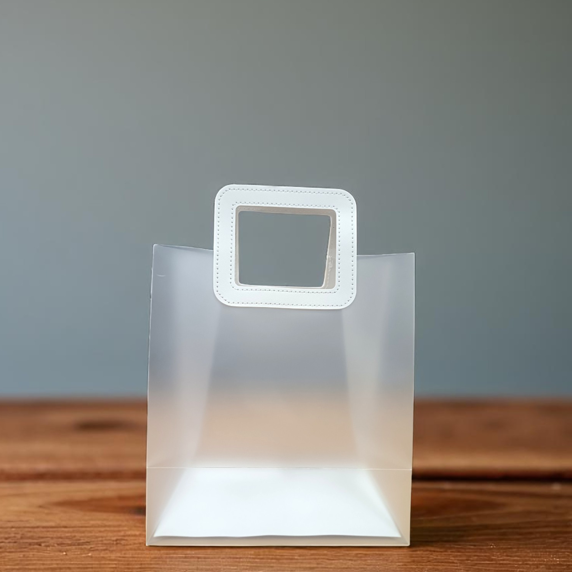 Set of 6 White MediumTransparent Gift Bag for Wedding & Birthday with Square Handle | Gift Bags for Shopping Baby Shower Bridesmaid Party Favors Waterproof Bags