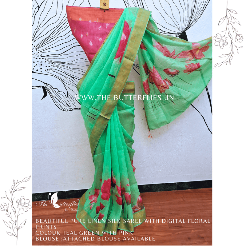 PURE LINEN SILK SAREE YBRSLIN23630 PURE LINEN SILK SAREE YBRSLIN23630