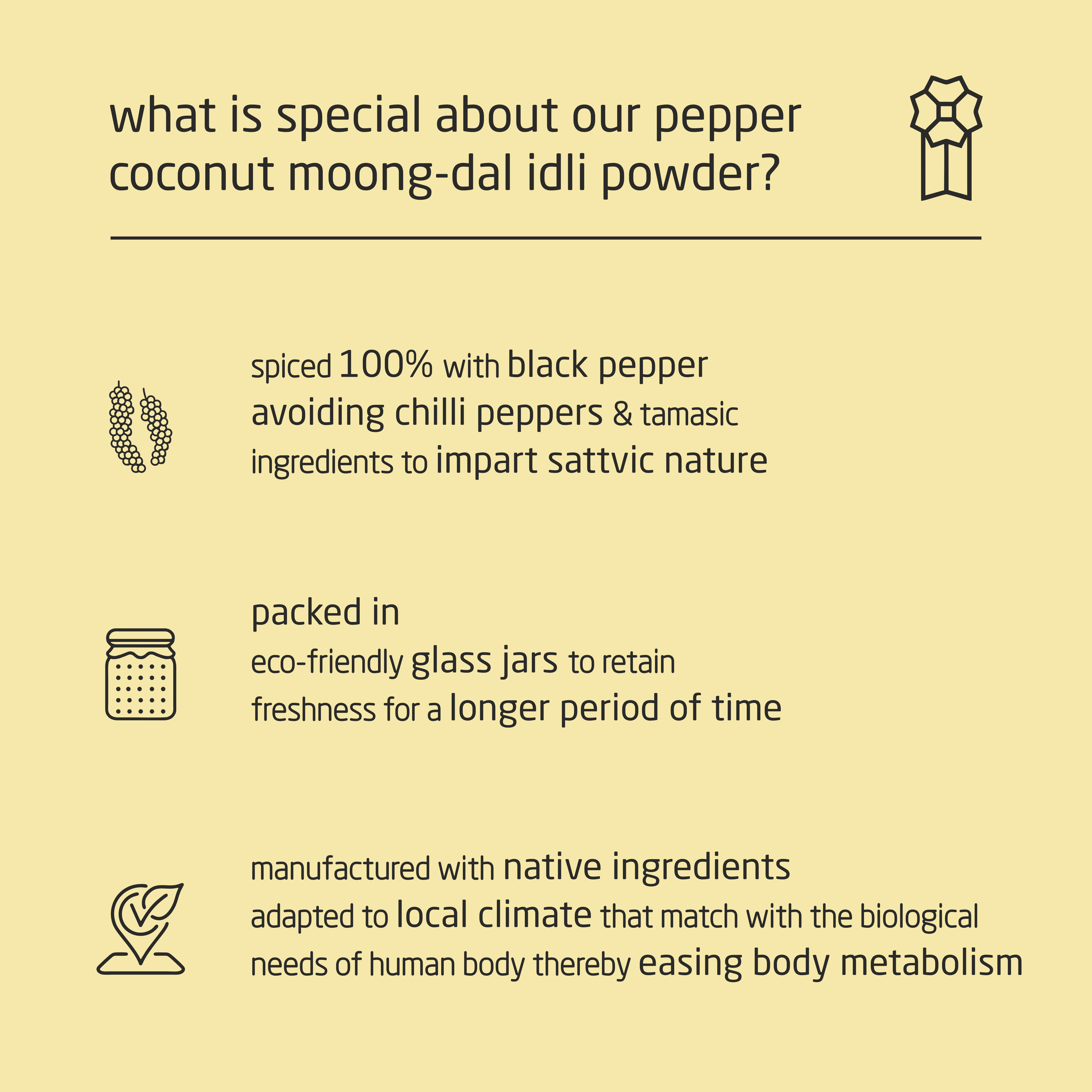 Premium Pepper Coconut Moong-Dal Idli Powder - 150g Premium Pepper Coconut Moong-Dal Idli Powder - 150g