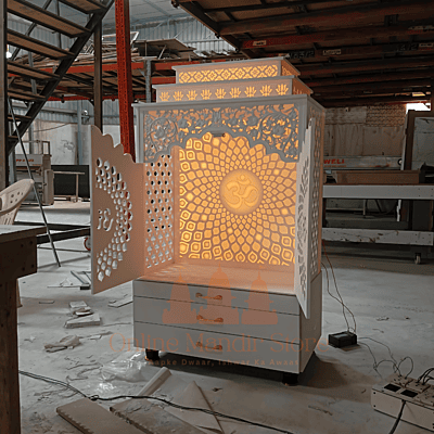 Om Aura Corian Mandir with Folding Doors