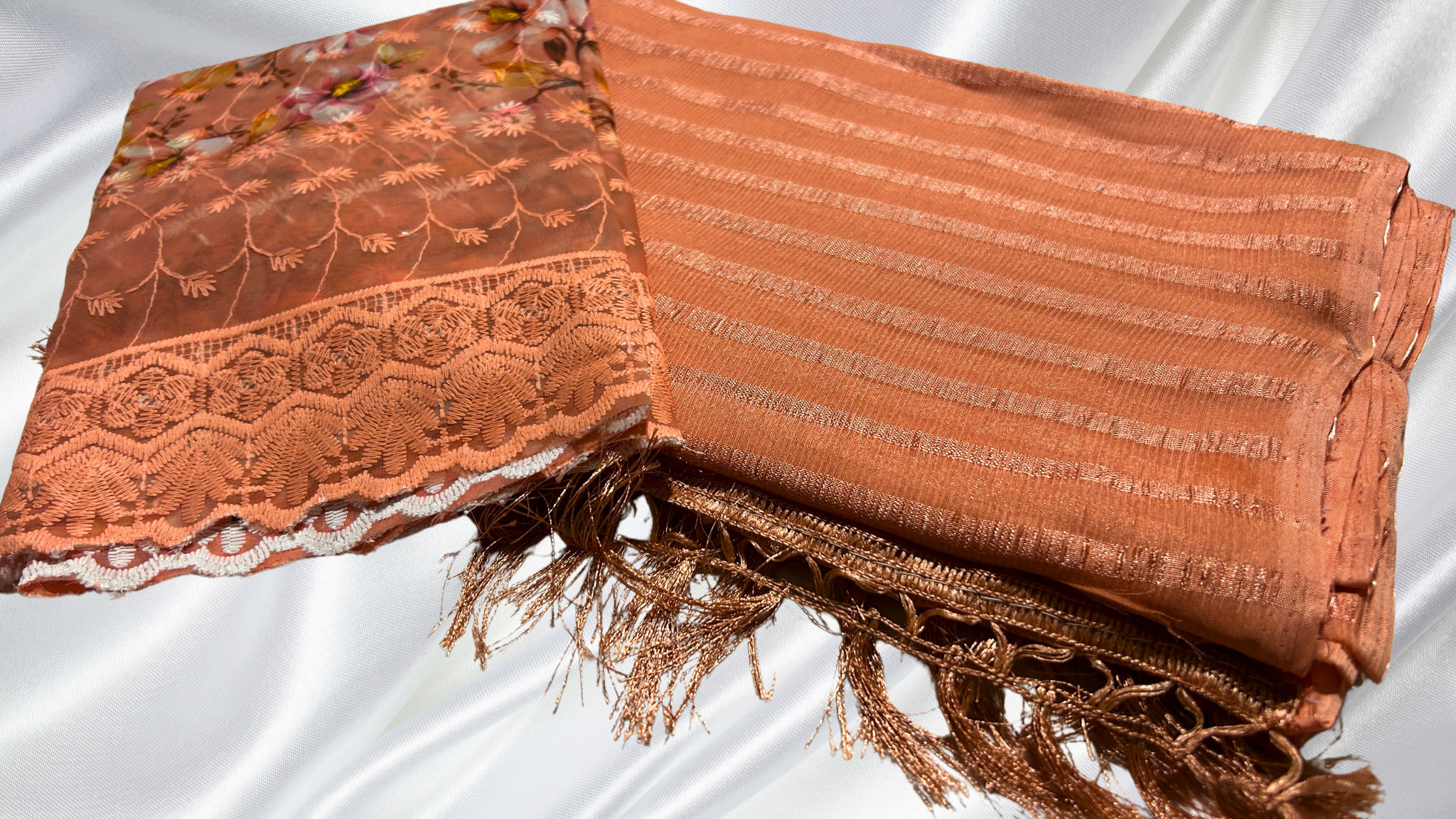 Solo Digital Popcorn Designer Saree - Chocolate