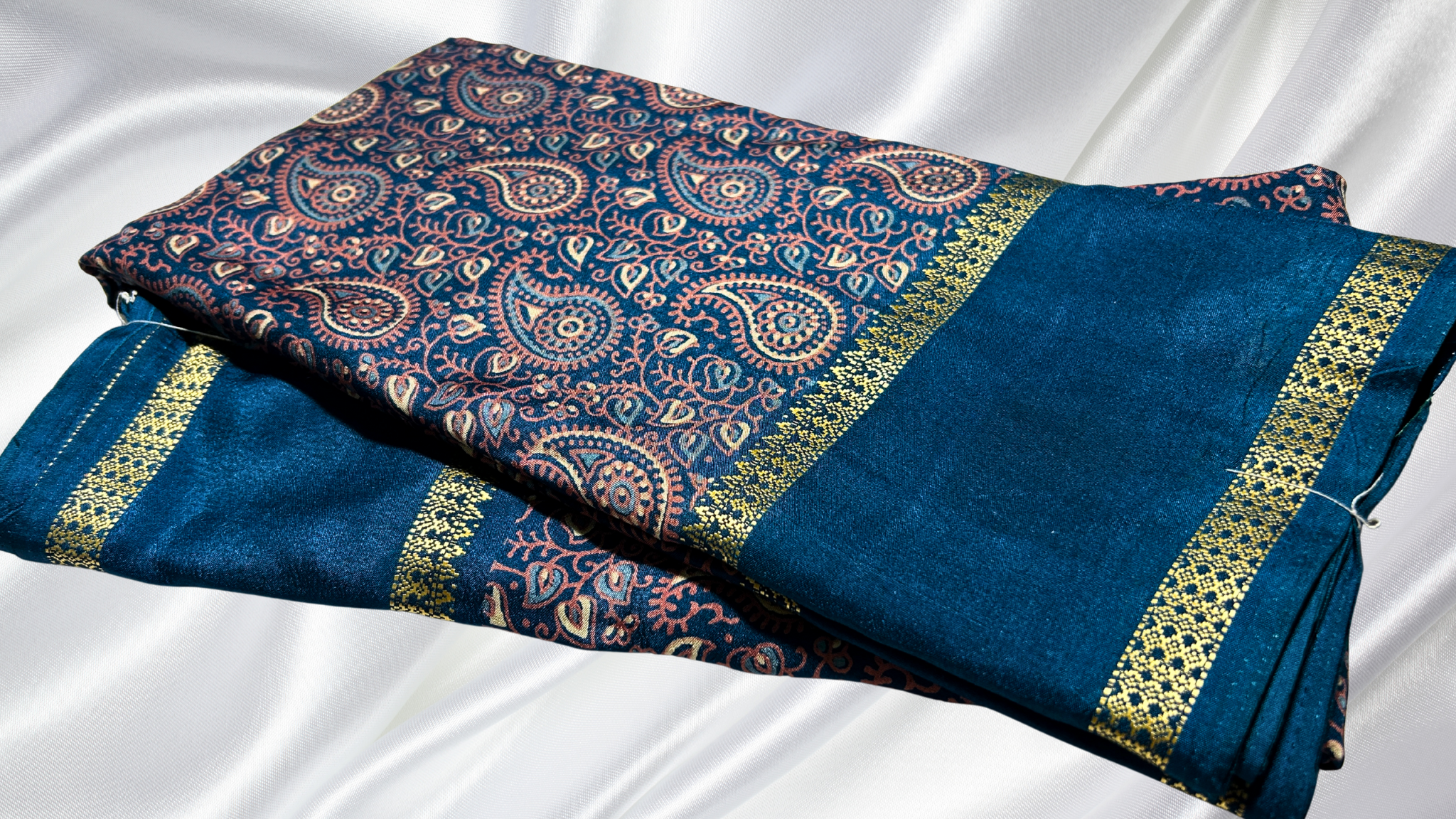 Binny Manga Digital Silk Saree - Peacock Blue