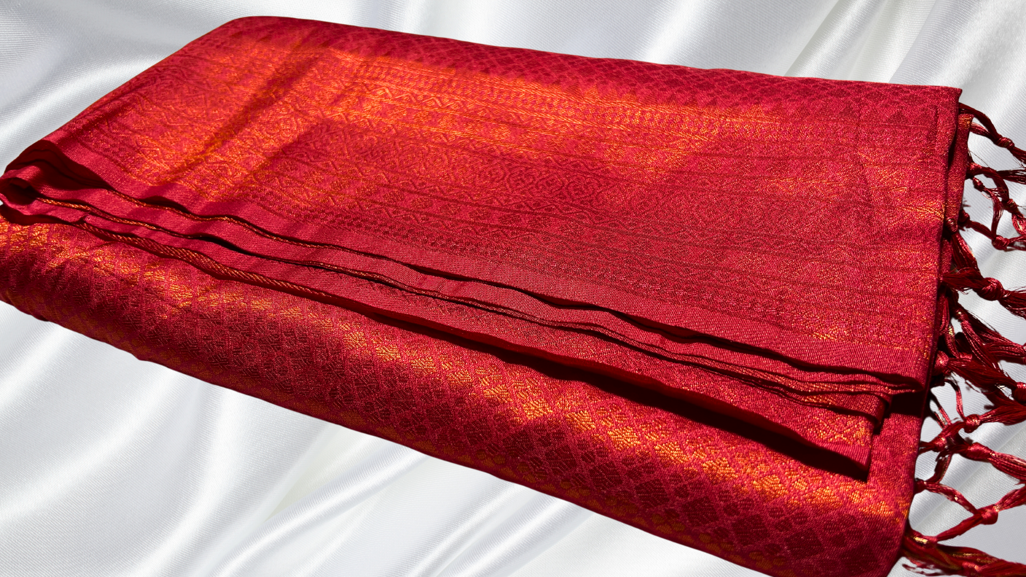 Softy Kubera Single Color Silk Saree - Red Orange