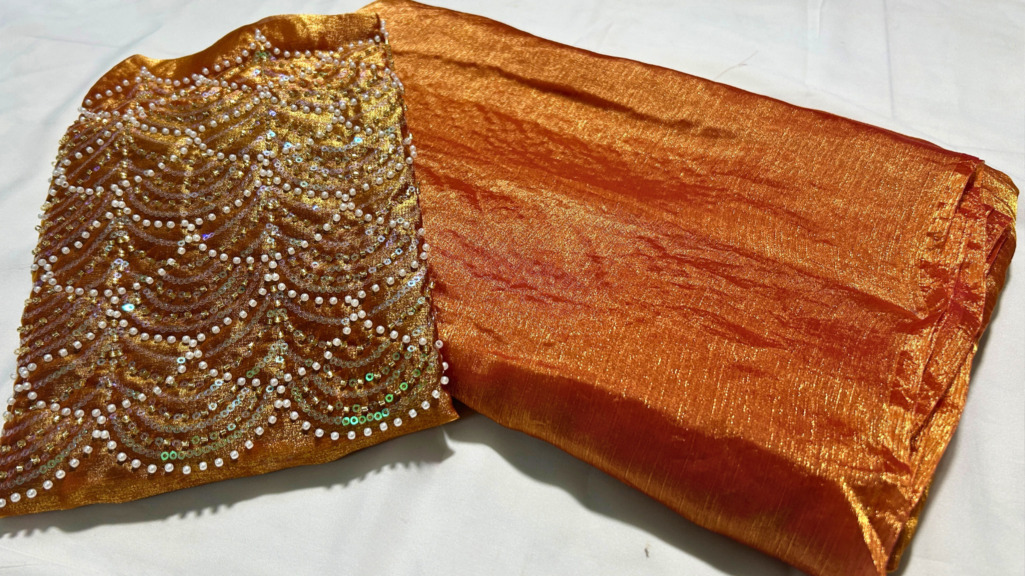 Space Silk Dual Designer Saree - Brick Orange
