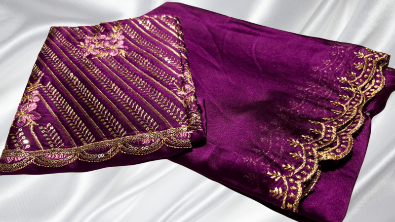 Roopvati Marble Designers Saree - Dark Plum