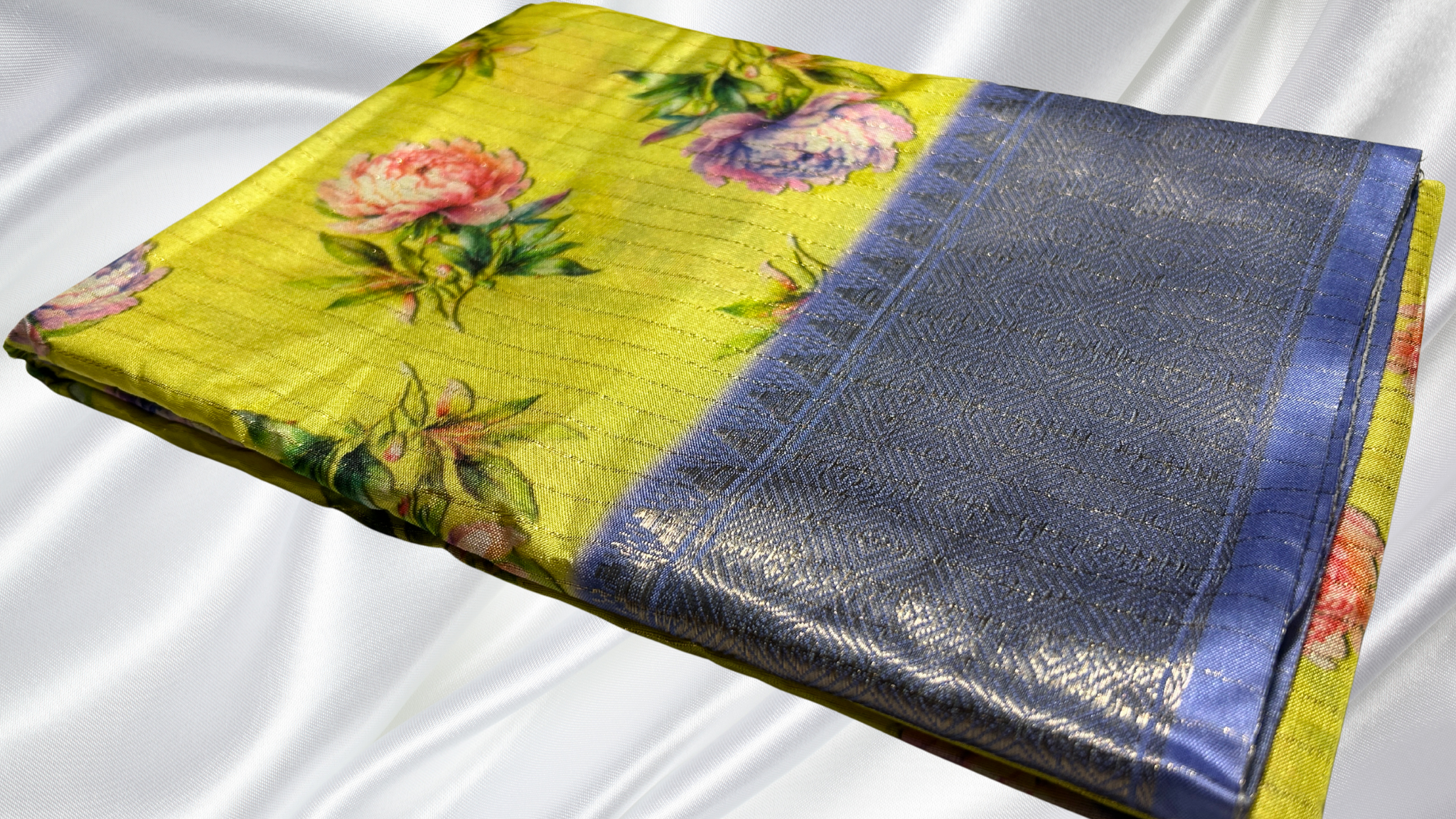 Dola Rico Jari Floral Saree - Light Blue Border