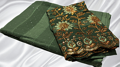 Swara Kundan Designer Saree - Pine