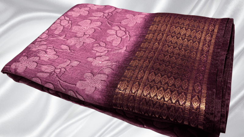 Bhagalpuri Floral Saree - Rose