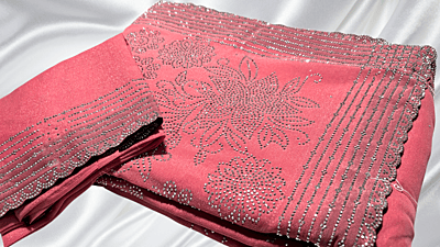 Star Siroski Crepe Designer Saree - Peach Pink