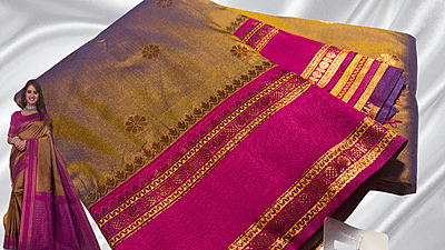 Ananta Silk Blend Gold Saree - Pink