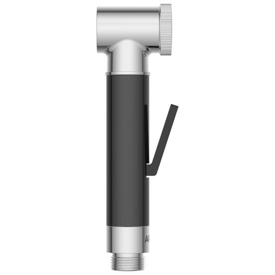 HF-02 Brass Round Health Faucet With Hook & 1.2 Mtr. S.S Tube (Black)