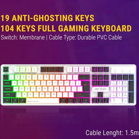 Ant Esports KM1400 Pro Backlit Membrane Gaming Keyboard