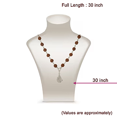 Silver Ayyappan Pendant & Rudraksha Mala - 30 Inchs Silver Ayyappan Pendant & Rudraksha Mala - 30 Inchs