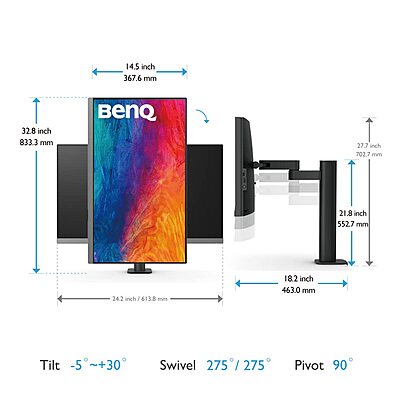BenQ , 27-Inch, Ergo Arm, 4K UHD, P3, DisplayHDR 400, USB-C, 60Hz, PD2706UA BenQ , 27-Inch, Ergo Arm, 4K UHD, P3, DisplayHDR 400, USB-C, 60Hz, PD2706UA