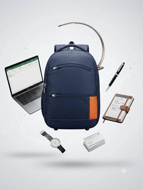 Navy Blue Laptop Backpack with Ergonomic Padding, Waterproof